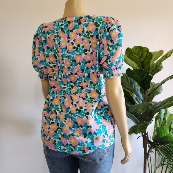 Show Me Your Mumu Leslie Top Violet's Garden Floral Size M Pink Blue Color - Picture 9 of 16
